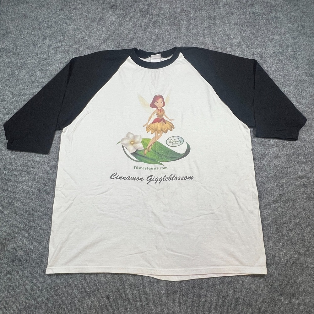 Disney Fairies T Shirt Women 2X White Black Cotton Cinnamon Giggleblossom Casual